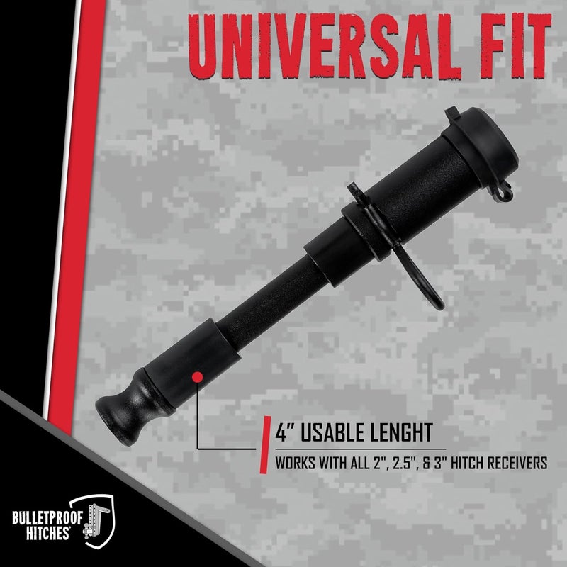 BulletProof Hitches قفل دبوس سحب مقطورة 5/8" - ملائم عالمي، مصنوع من الفولاذ المقاوم للصدأ، غطاء مطاطي مقاوم للعوامل الجوية - أسود، عبوة واحدة - Image 2